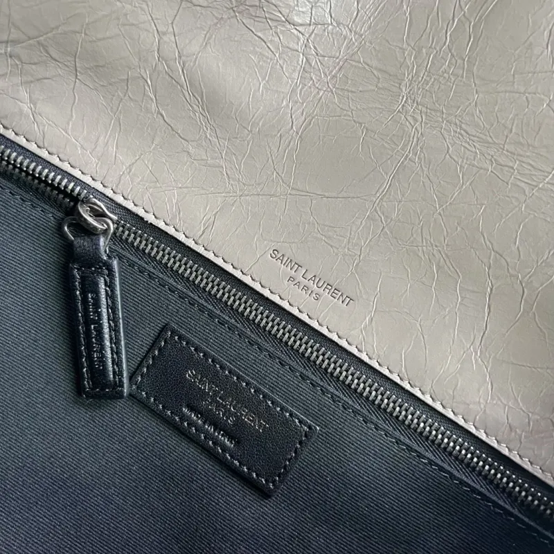 YSL Gray Leather Top Handle Bag 604 - Image 8