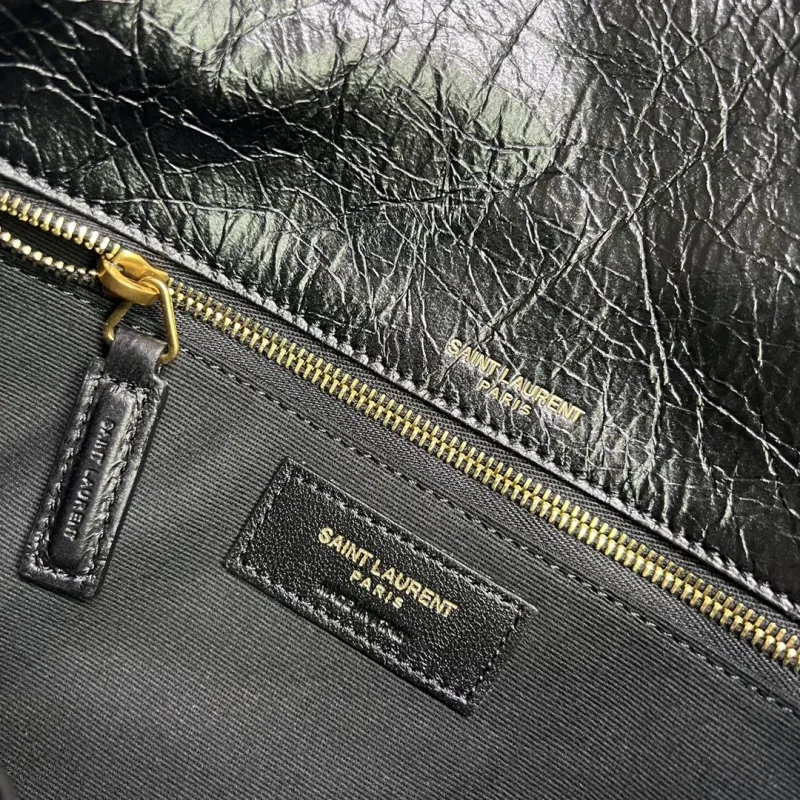 YSL Black Leather Top Handle Handbag 605 - Image 8