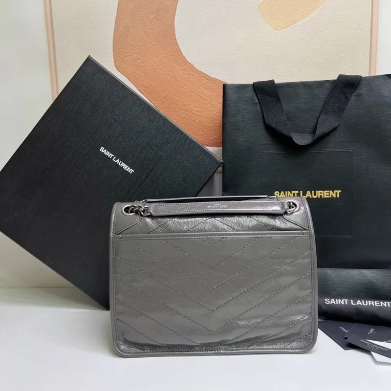 Alternative view of Saint Laurent Gray Leather Top Handle Bag 606