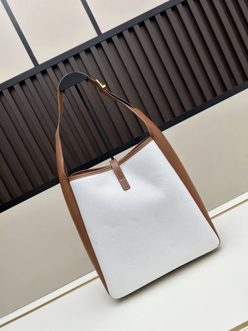 Alternative view of YSL White Brown Hobo Shoulder Bag 614