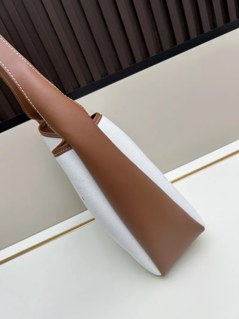 YSL White Brown Hobo Shoulder Bag 614 - Image 3