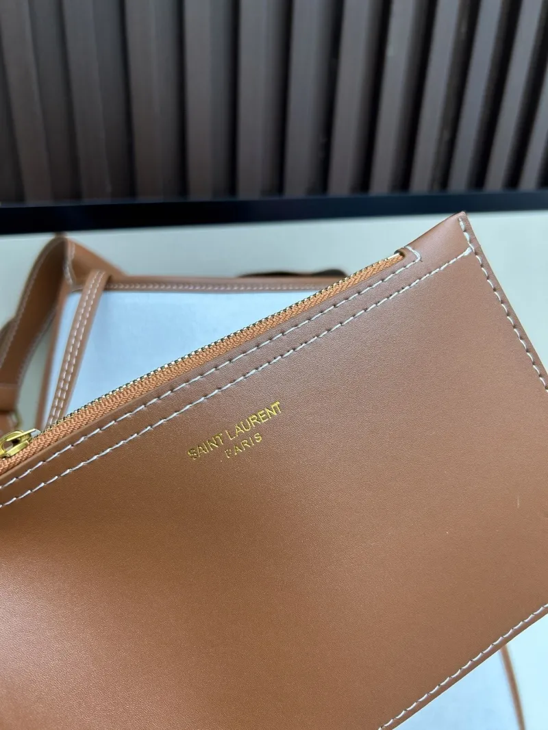 YSL White Brown Hobo Shoulder Bag 614 - Image 9