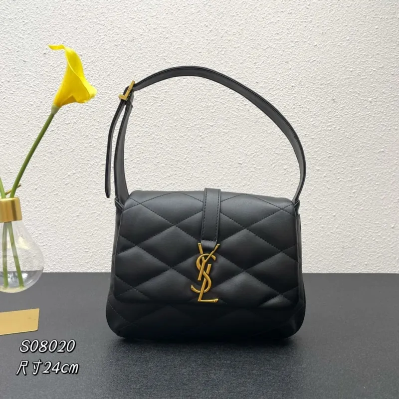 YSL Black Quilted Shoulder Handbag S08020 24cm