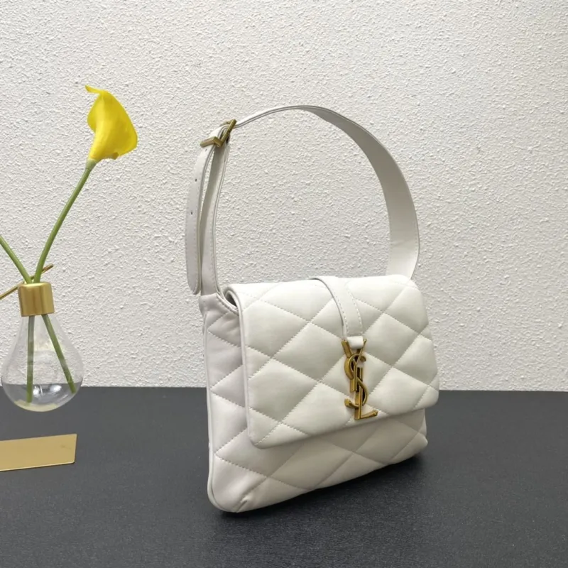 YSL White Quilted Top Handle Bag 620 - Image 3