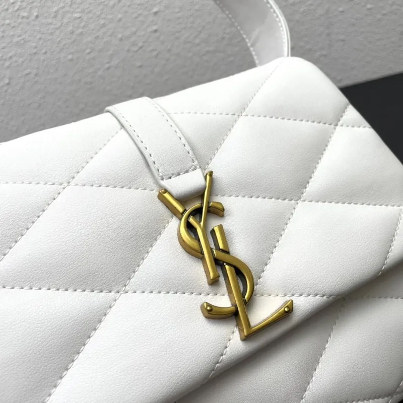 YSL White Quilted Top Handle Bag 620 - Image 5