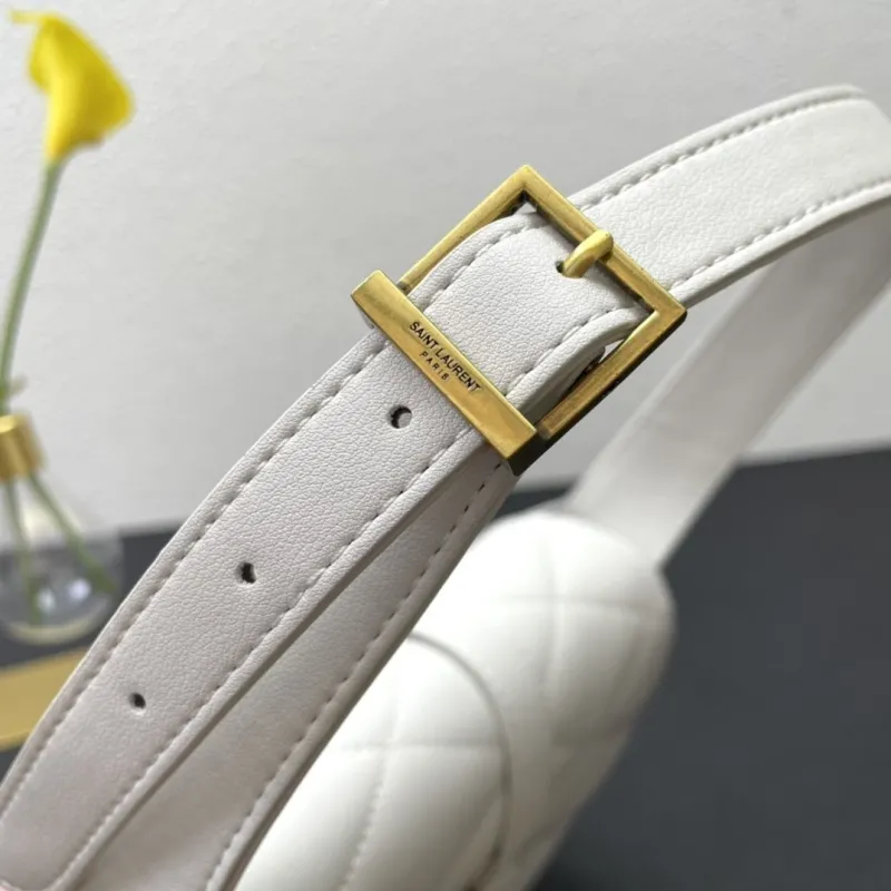 YSL White Quilted Top Handle Bag 620 - Image 6
