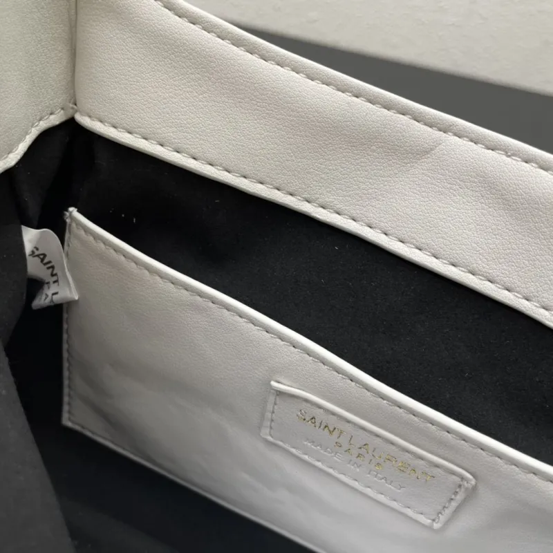 YSL White Quilted Top Handle Bag 620 - Image 9