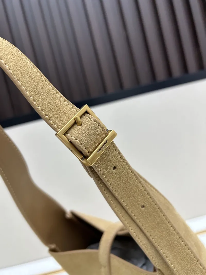 YSL Beige Suede Top Handle Bag Model 621 - Image 6