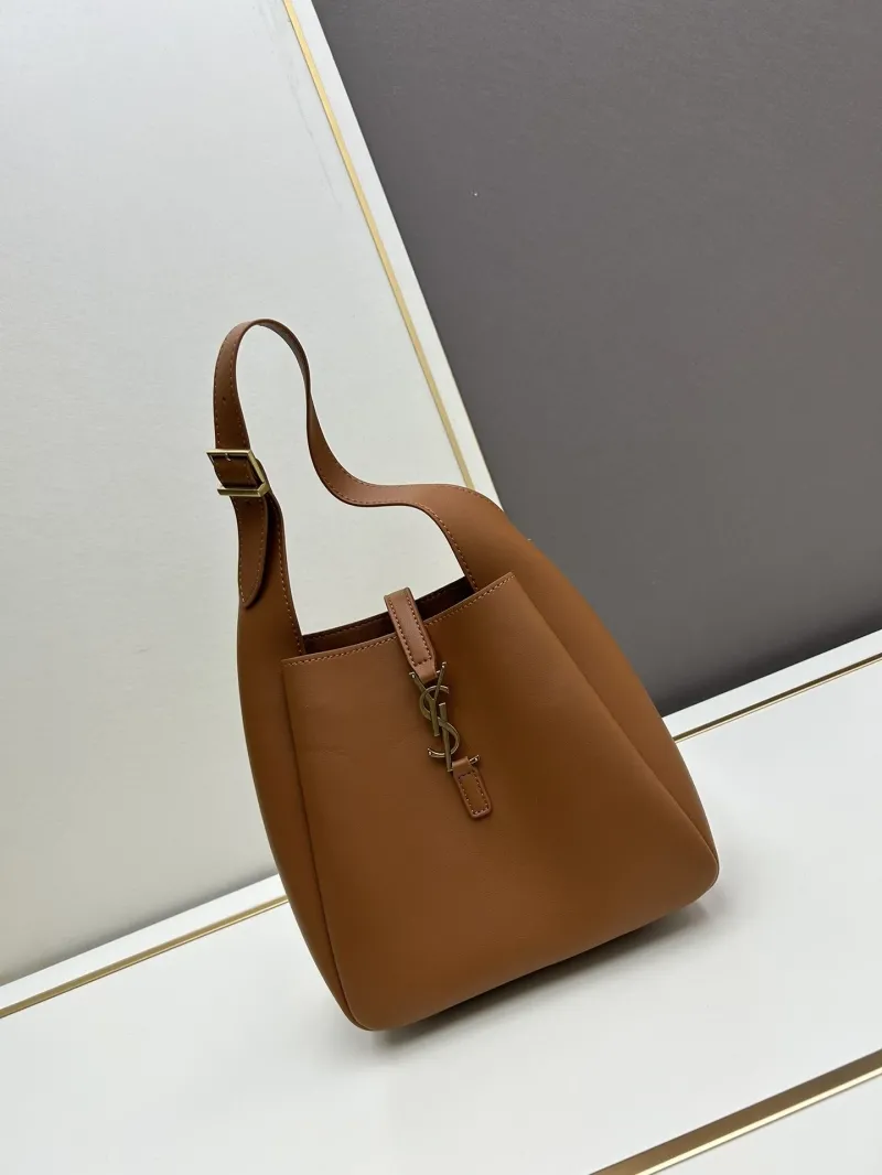 YSL Brown Leather Top Handle Bag 623