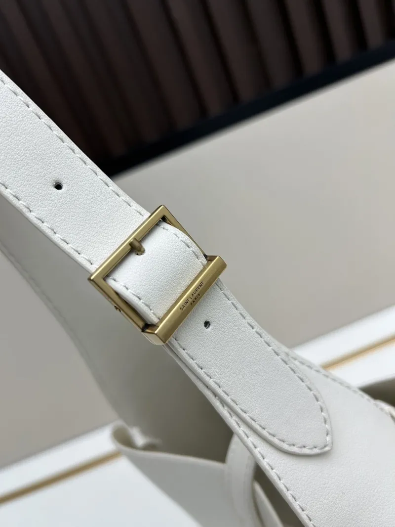 YSL White Leather Hobo Shoulder Bag 624 - Image 5