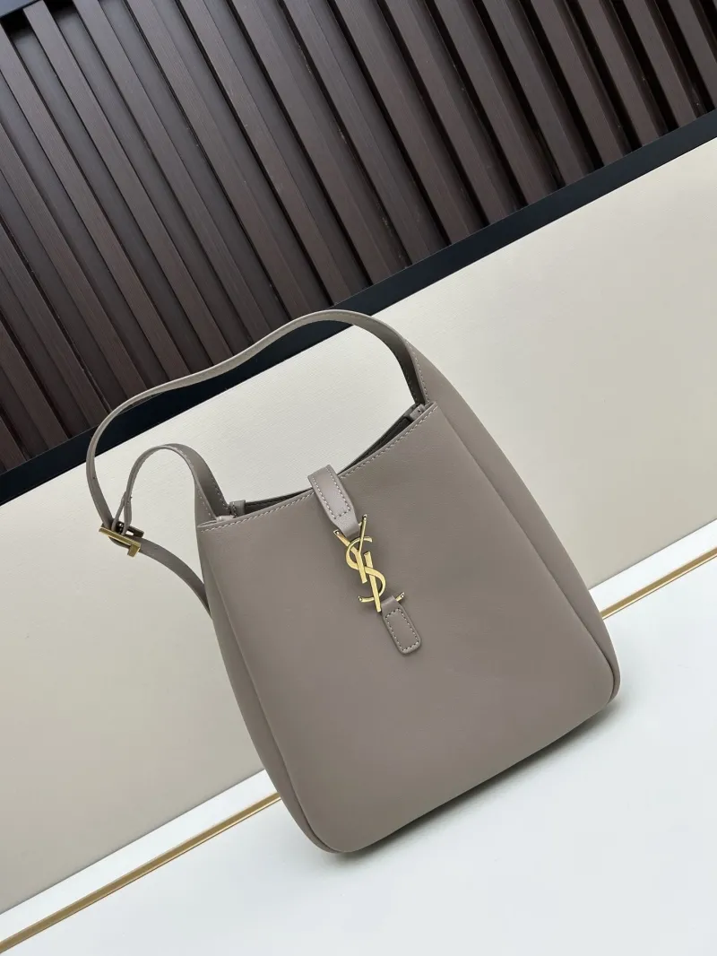 YSL Taupe Leather Top Handle Shoulder Bag 625
