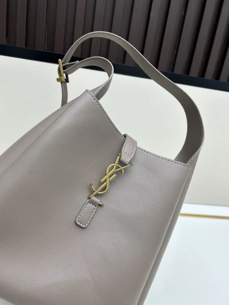 YSL Taupe Leather Top Handle Shoulder Bag 625 - Image 6