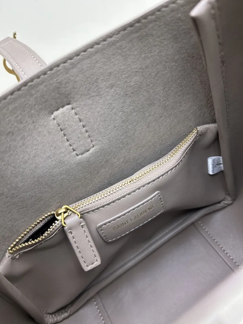 YSL Taupe Leather Top Handle Shoulder Bag 625 - Image 8