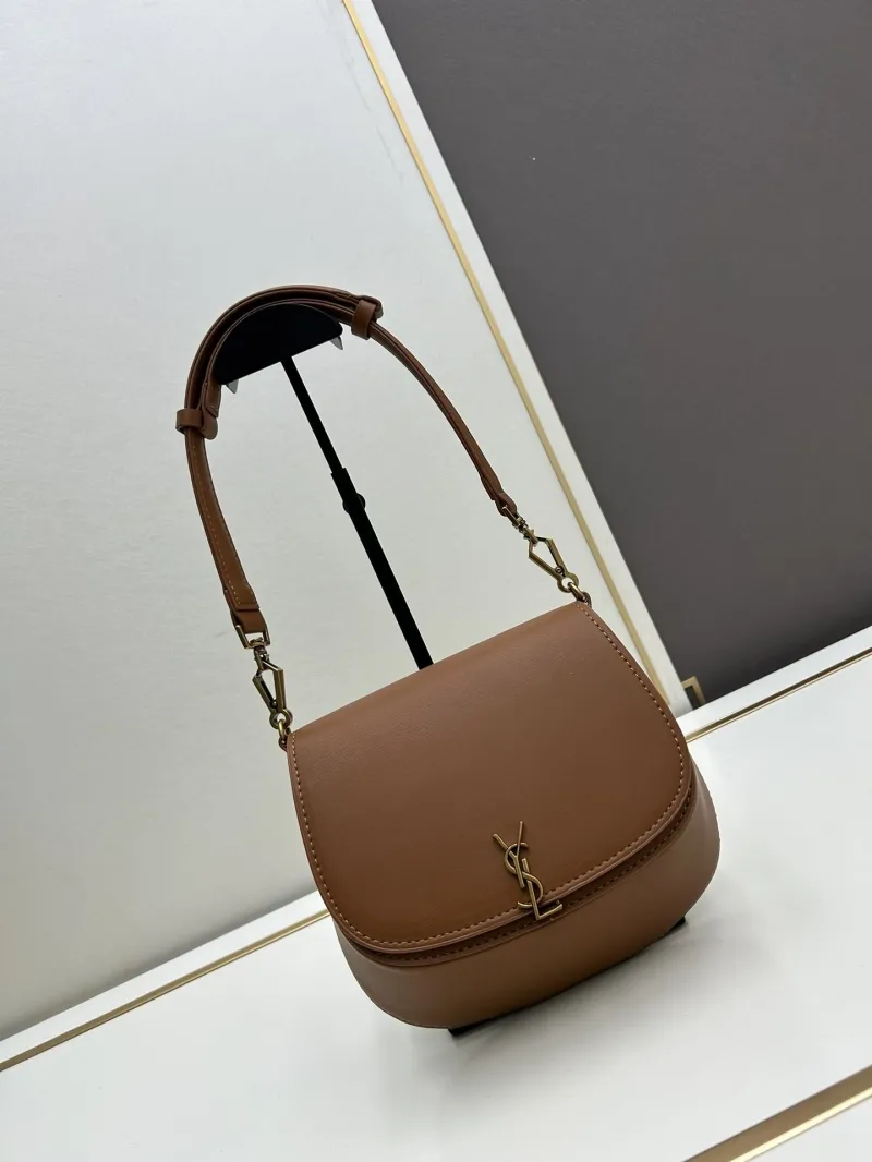 YSL Brown Leather Top Handle Handbag 627