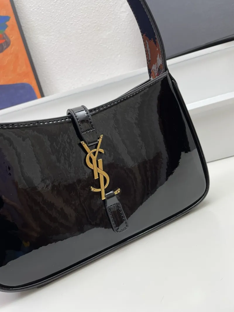 YSL Black Patent Leather Hobo Bag KK657228 Size 25cm - Image 4