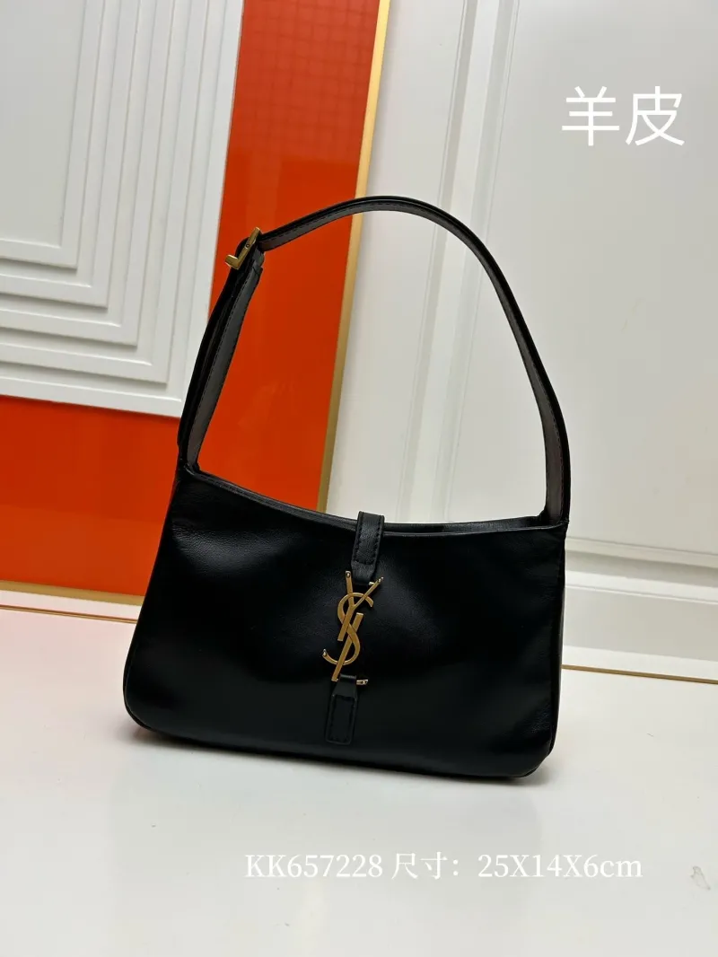 YSL KK657228 Black Sheepskin Top Handle Bag