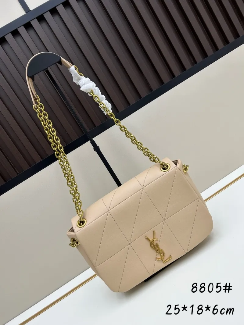 YSL Beige Quilted Chain Shoulder Bag 8805