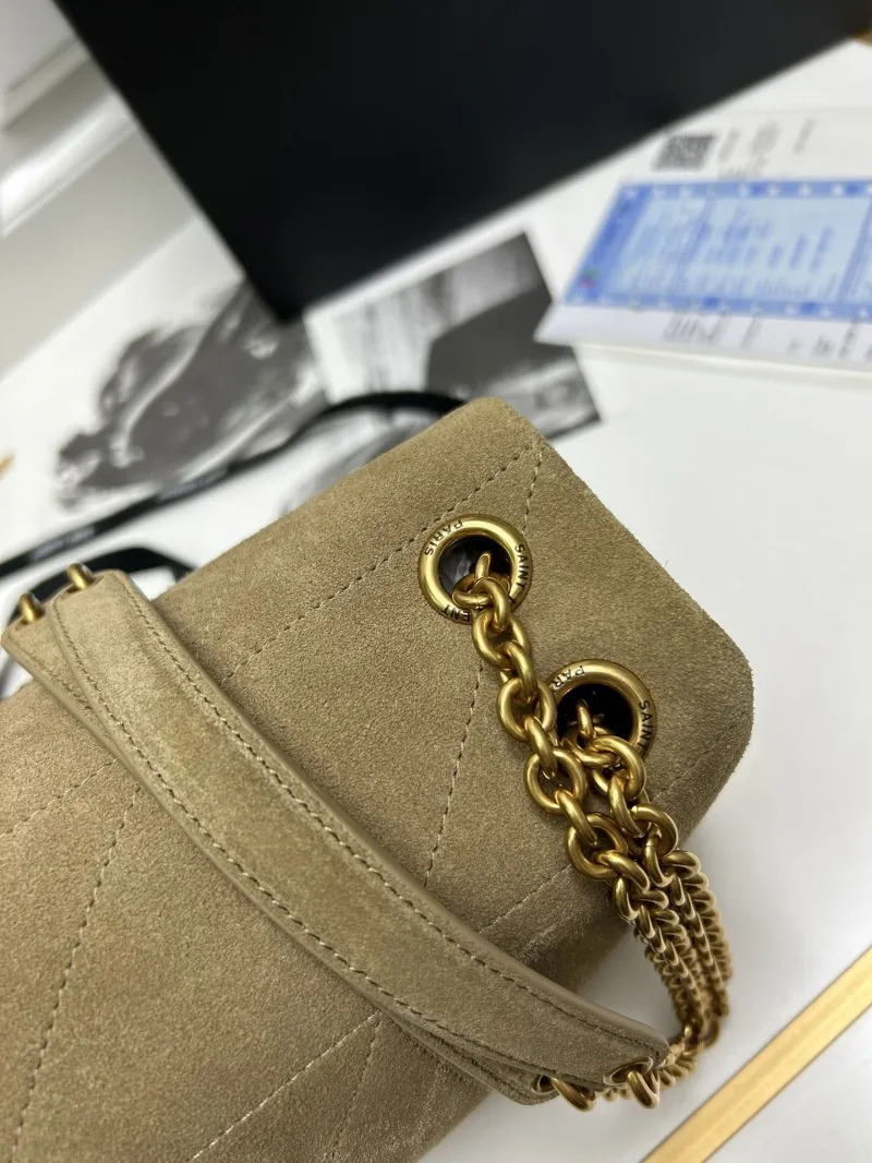 YSL Beige Suede Chain Shoulder Bag 763475 - Image 6