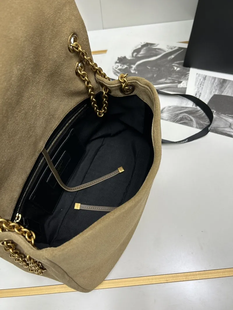 YSL Beige Suede Chain Shoulder Bag 763475 - Image 8