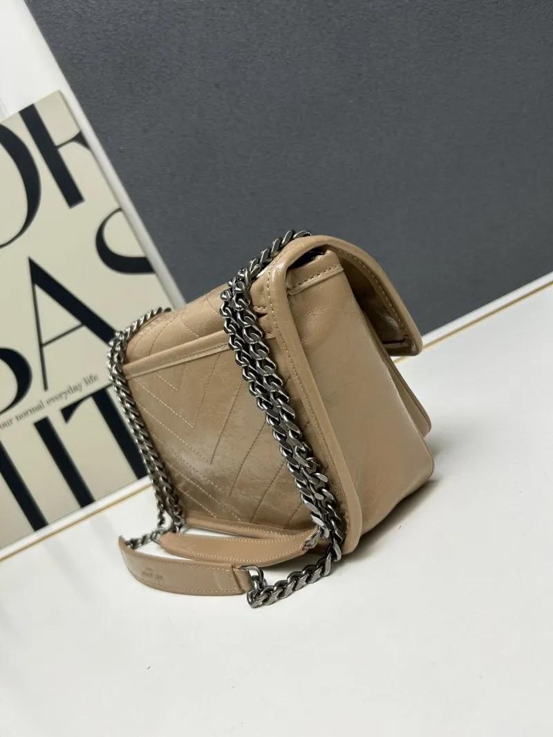 YSL Beige Leather Shoulder Bag S8090 - Image 3