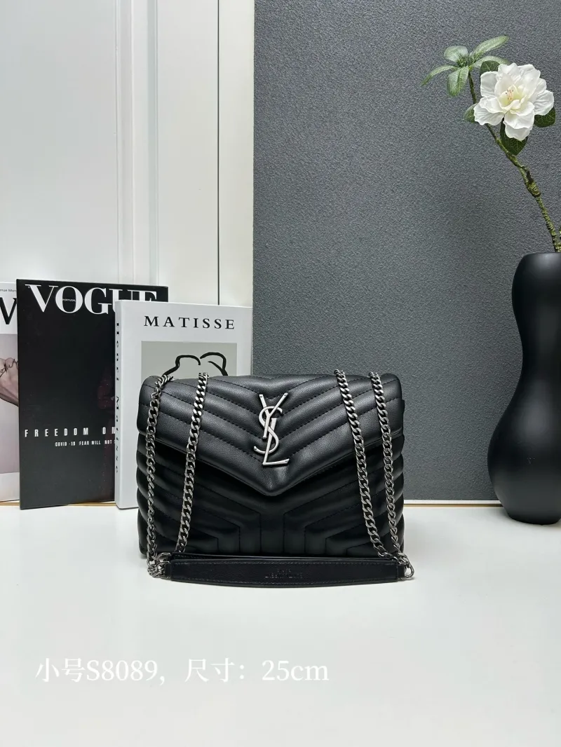 YSL Small Black Quilted Chain Shoulder Bag S8089