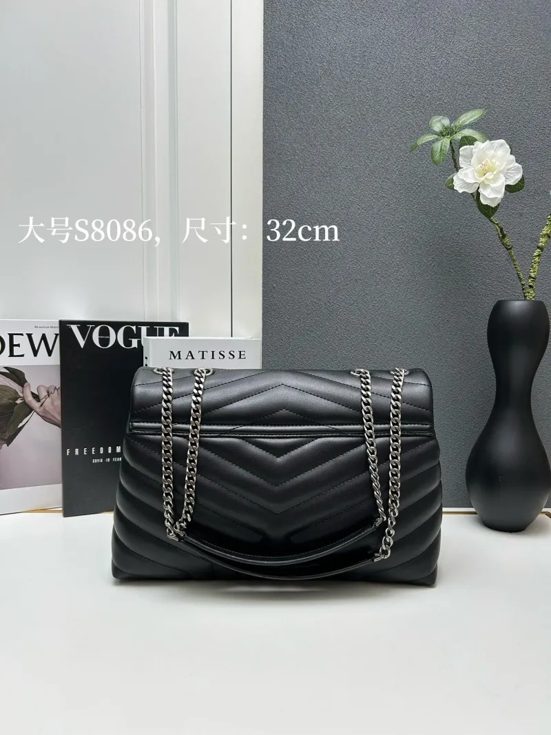 Alternative view of YSL Large Black Quilted Chain Top Handle Bag S8086