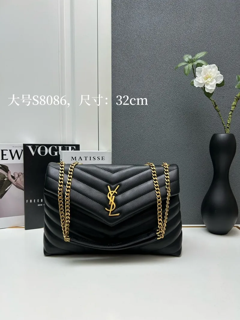 YSL Large S8086 Black Top Handle Bag 32cm