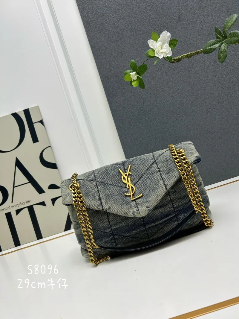 YSL Denim Chain Shoulder Bag S8096 29cm