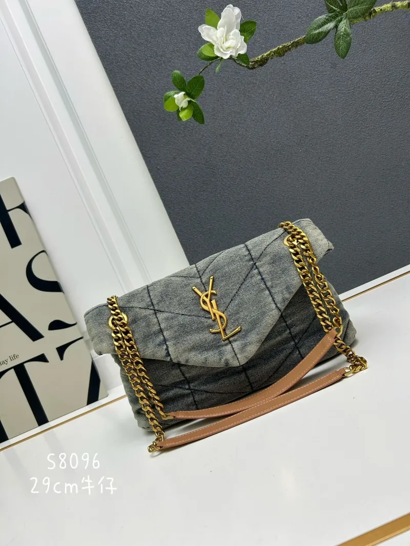 YSL S8096 Denim Shoulder Bag 29cm