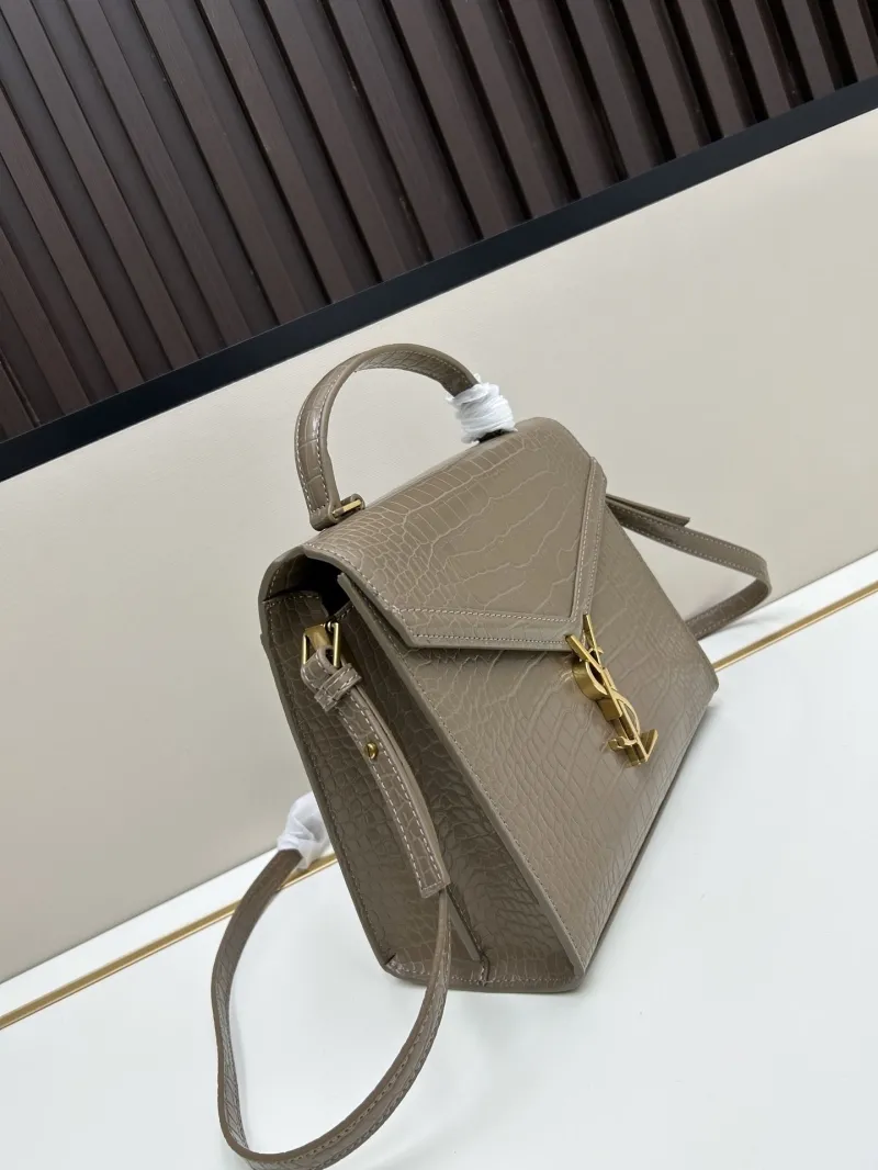 Alternative view of YSL Crocodile Embossed Top Handle Bag 6105 Taupe