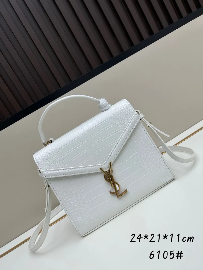 YSL White Crocodile Top Handle Bag 6105