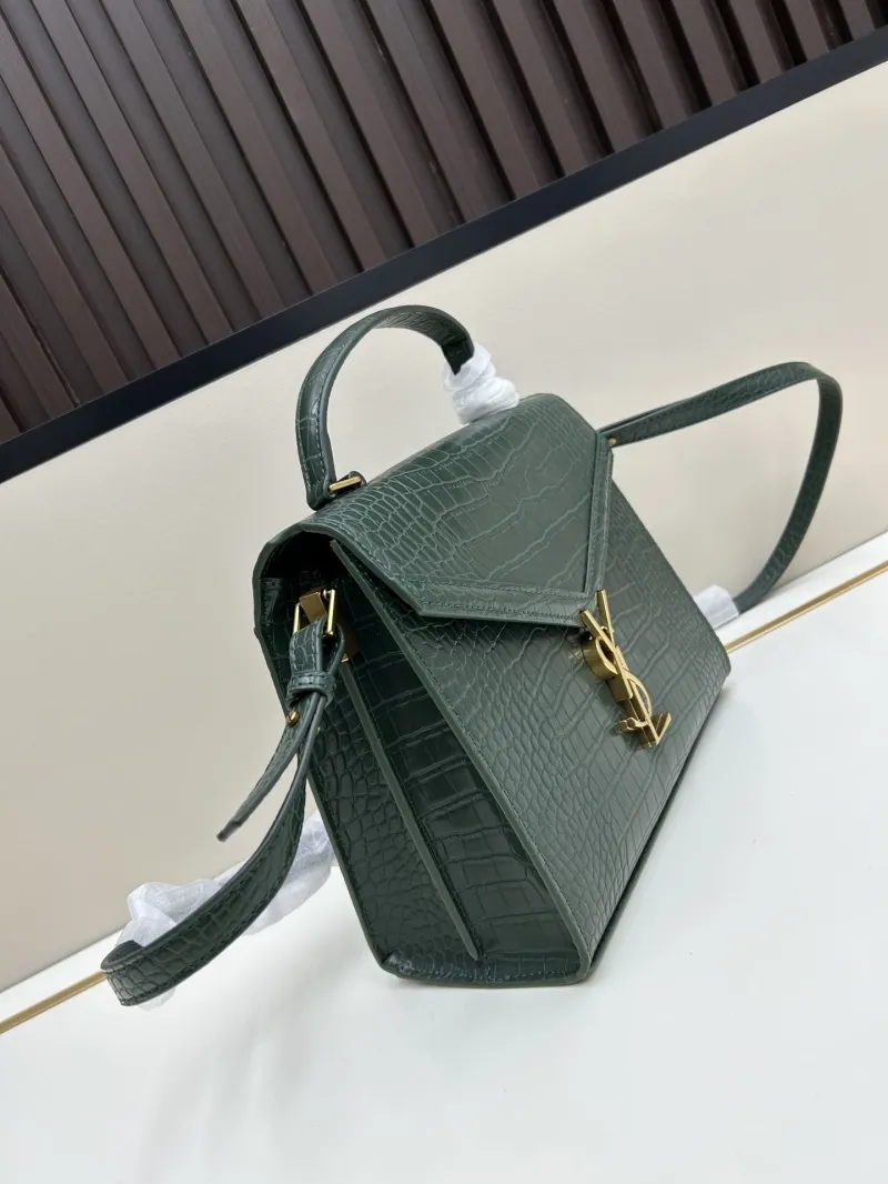 Alternative view of YSL Green Croc Embossed Top Handle Bag 6105