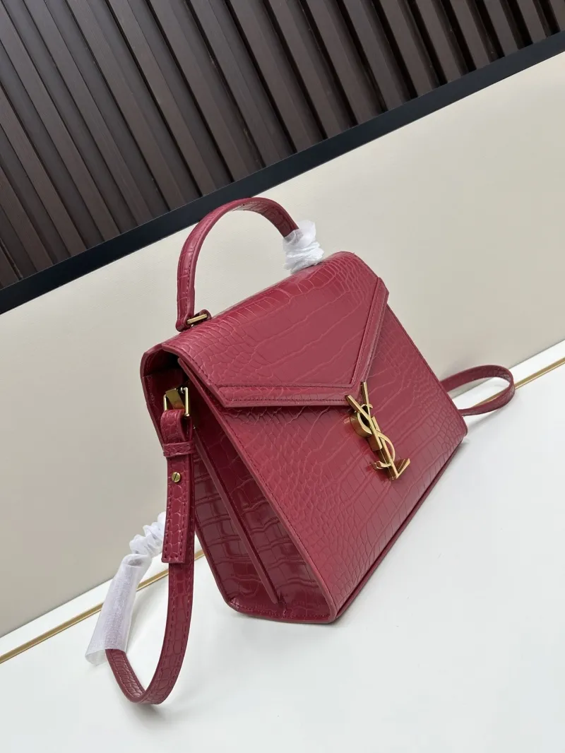 Alternative view of YSL Red Croc Embossed Top Handle Bag 6105