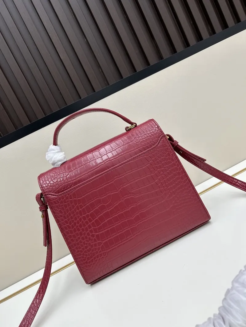 YSL Red Croc Embossed Top Handle Bag 6105 - Image 3