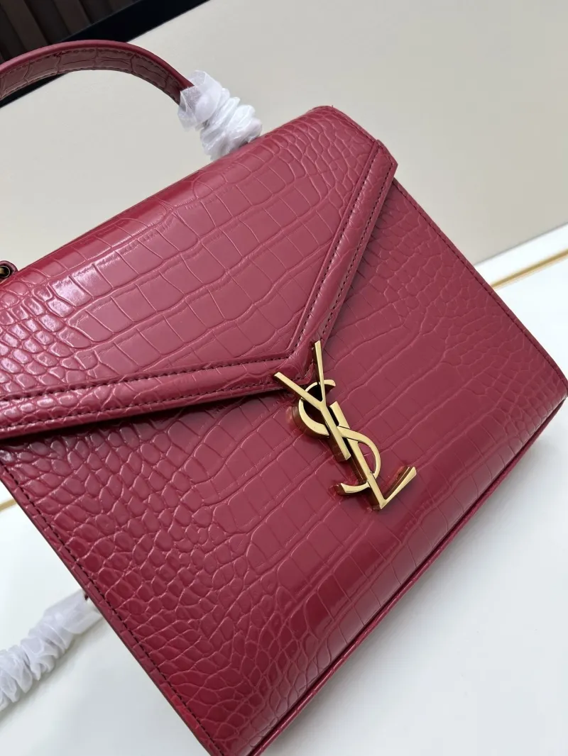 YSL Red Croc Embossed Top Handle Bag 6105 - Image 4