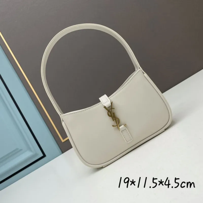 YSL White Top Handle Hobo Bag 675
