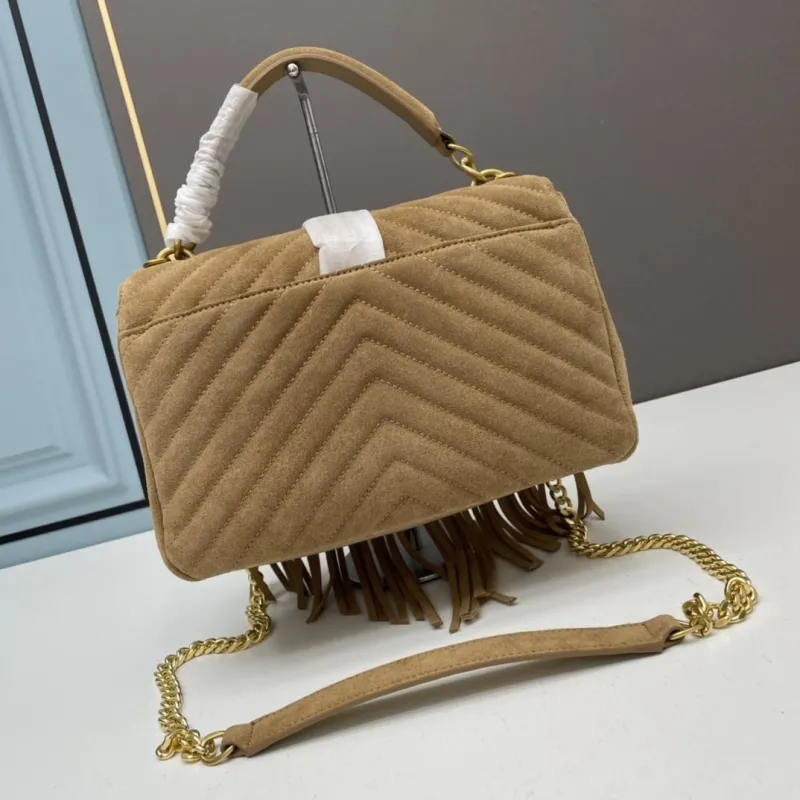 Alternative view of YSL Tan Suede Fringe Top Handle Bag 679