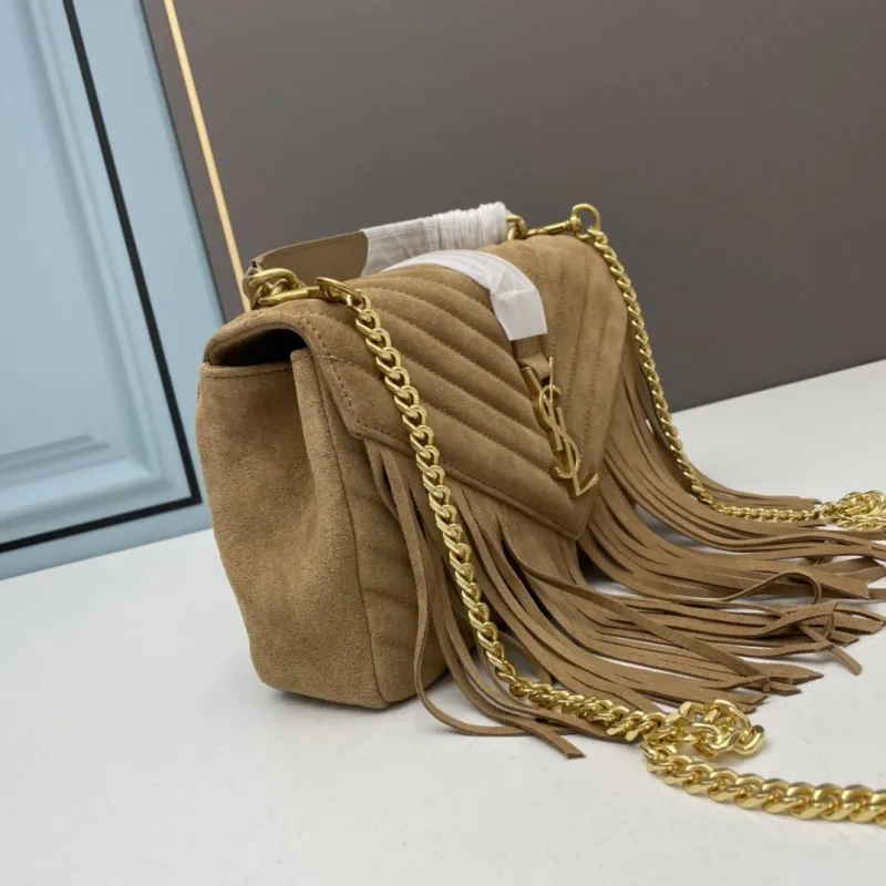 YSL Tan Suede Fringe Top Handle Bag 679 - Image 3