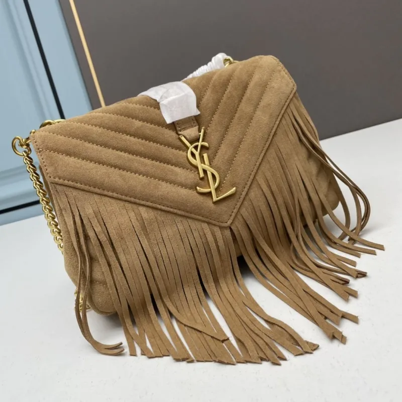 YSL Tan Suede Fringe Top Handle Bag 679 - Image 4