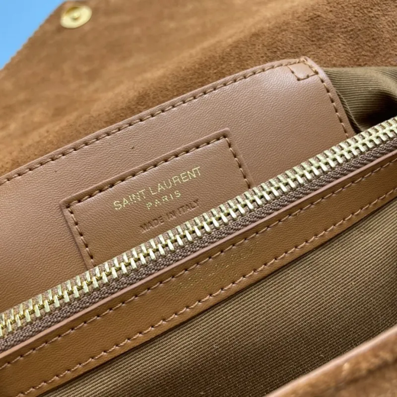 YSL Brown Suede Fringe Top Handle Bag 681 - Image 8