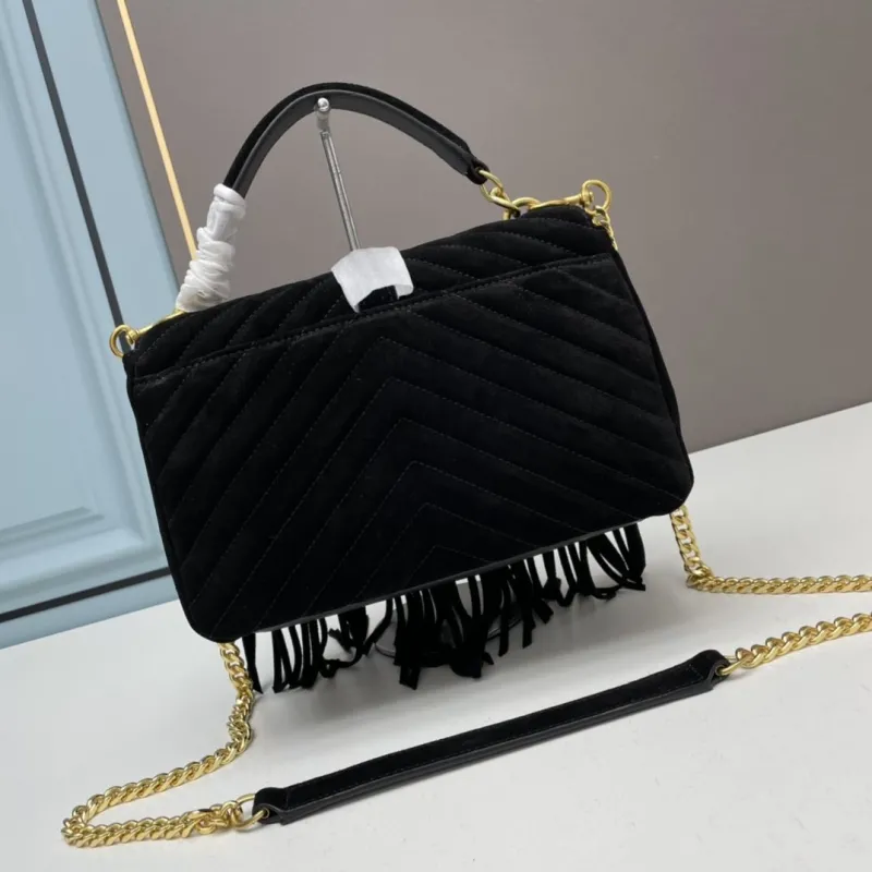 Alternative view of YSL Black Suede Fringe Top Handle Bag 682