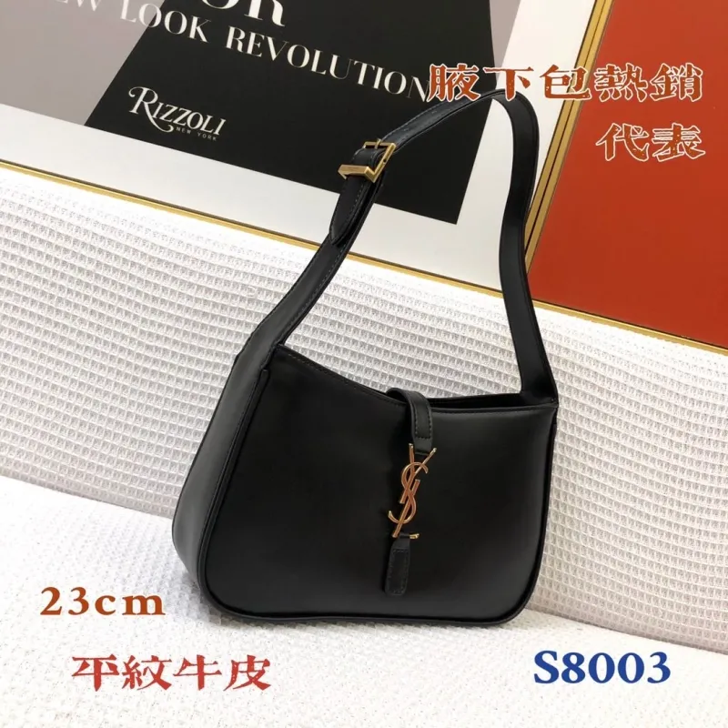 Alternative view of YSL Black Smooth Leather Underarm Bag 23cm S8003