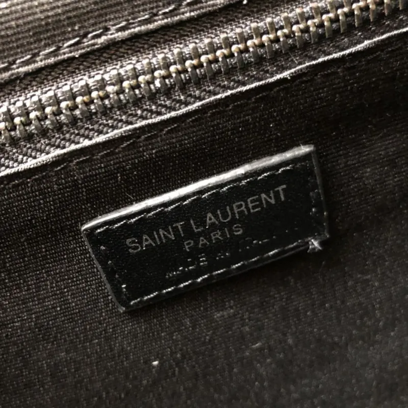 YSL Black Caviar Leather V-Quilted Chain Shoulder Bag 86032 30cm - Image 9