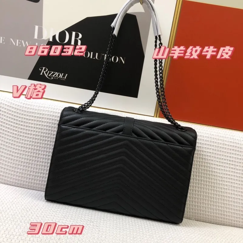 Alternative view of YSL Black V-Quilted Leather Top Handle Bag 86032 30cm