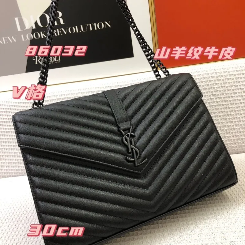 YSL Black V-Quilted Leather Top Handle Bag 86032 30cm - Image 3