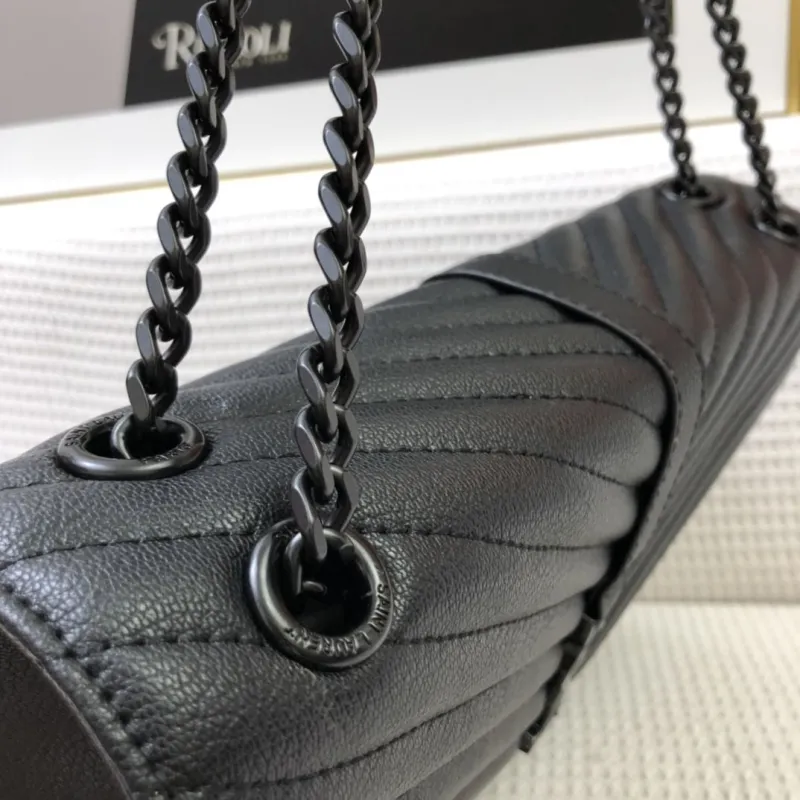 YSL Black V-Quilted Leather Top Handle Bag 86032 30cm - Image 4