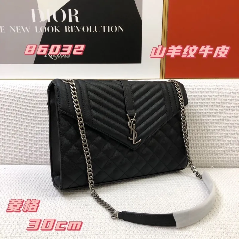 Alternative view of YSL Black Quilted Leather Chain Shoulder Bag 86032 30cm