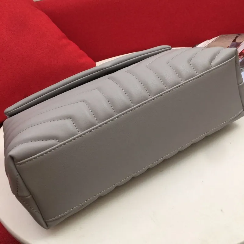 YSL Gray Quilted Chain Shoulder Bag 6966 - Image 7
