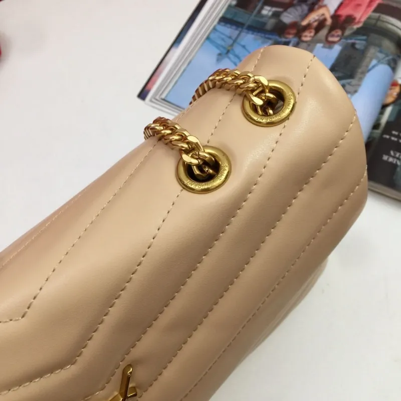 YSL Beige Quilted Chain Shoulder Bag 6966 - Image 4
