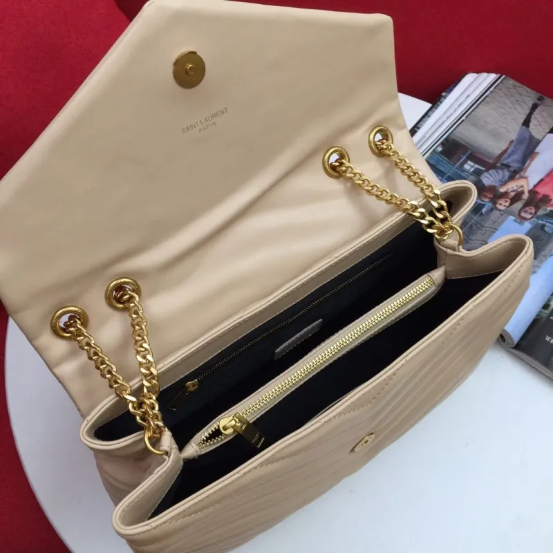 YSL Beige Quilted Chain Shoulder Bag 6966 - Image 8